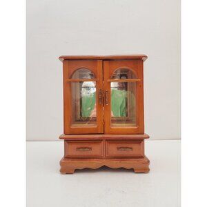 Vintage Gunther Mele 1970's wooden jewelry box. Jewellery with drawer and mirror